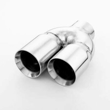 3 Inlet Stainless Exhaust Tip Dual 3.5 Out Staggered Straight Cut 9.125 Long 3 Inlet Stainless Exhaust Tip Dual 3.5 Out Staggered Straight Cut 9.125 Long