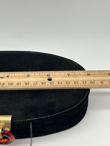 VV Vintage Koret Black Suede Box Purse w/metal and Bakelite Clasp/Mirror - Picture 7 of 13