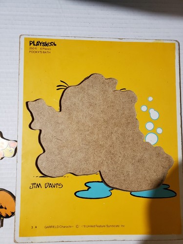 Vintage Tray Puzzle Garfield Playskool Pooky's Bath 6 piece 1978 - Picture 5 of 5