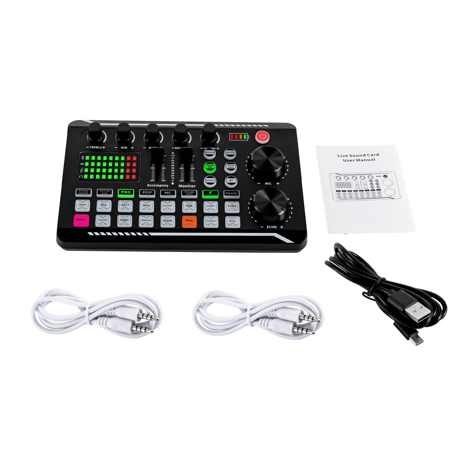 Live Soundkarte und Audio Interface mit DJ Mixer Effekte und Voice Changer Typ-C