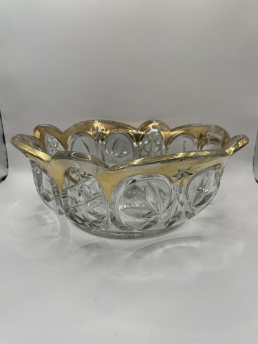 Nuevo Martinsville Hoja y Estrella Berry Bowl Set Borde Dorado 7 Piezas y Bandeja Antiguo - Imagen 2 de 24