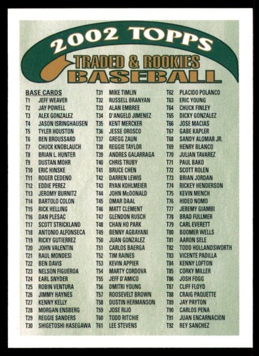 Topps Traded & Rookies 2002 #NNO lista de verificación 1 de 2 - Imagen 3 de 8