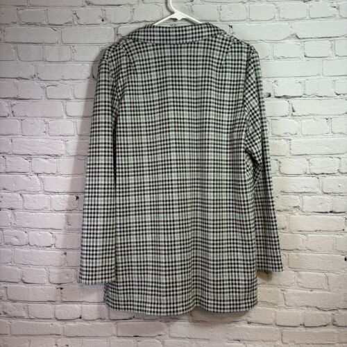 Divided H&M Womens Open Blazer Jacket Large Black, Green & White Plaid Checked - Picture 2 of 7