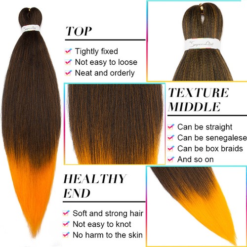 Pre-Stretched Natural Soft EZ Braiding Box Braids Hair Extensions Ombre Jumbo - Picture 8 of 28