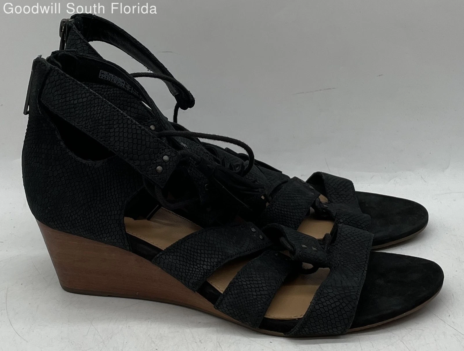 Sandali UGG donna Yasmin 1015067 nero marrone pelle serpente zeppa cinturino taglia 8