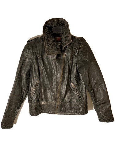 Harley Davidson Genuine Motor Clothes Women L Goatskin Distressed Leather Jacket - Picture 1 of 12
