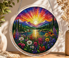 Wildflower Suncatcher Puzzle DIY Kit, Acrylic Window Hanging Decor, Adult Craft
