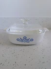 Corning Ware P-1-B Vintage Blue Cornflower 1 Qt. Casserole Dish With Pyrex Lid