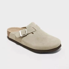 Women's Betsy Clog Mule Flats - Universal Thread Taupe 8: Slip-On Faux