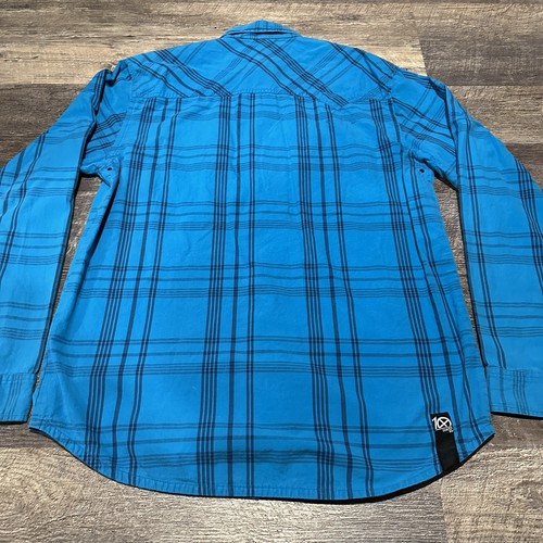 10DEEP NY Men’s Blue Plaid NYC Button Long Sleeve Shirt Pocket Size 2XL XXL Y2K - Picture 17 of 18