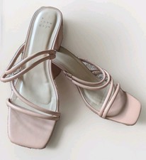 A New Day Women's Blakely Tan Strappy Block Heels, Memory Foam, Size 9.5