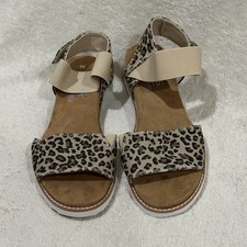 Skechers Bobs Womens Size 8 Tan Desert Kiss Tiger's Eye Leopard Sandals Comfort