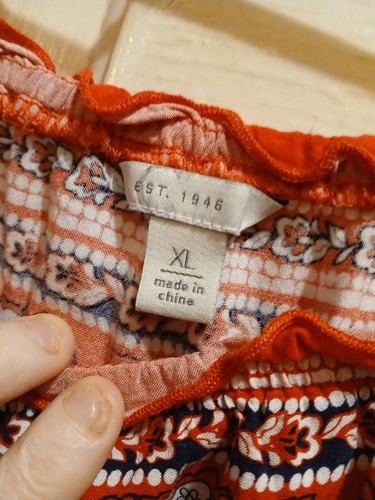 Est 1946 Red Boho Bandana Peasant Blouse Woman XL Bell Sleeve Off The Shoulder - Picture 7 of 10