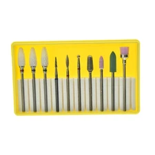 10PCS Ceramic Diamond Nail Drill Bit Buffer Set for Electric Manicure Machine US
