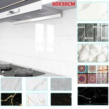 10/20PCS PVC Marble Tiles Wall Sticker Self-Adhesive Kitchen Bathroom Decor