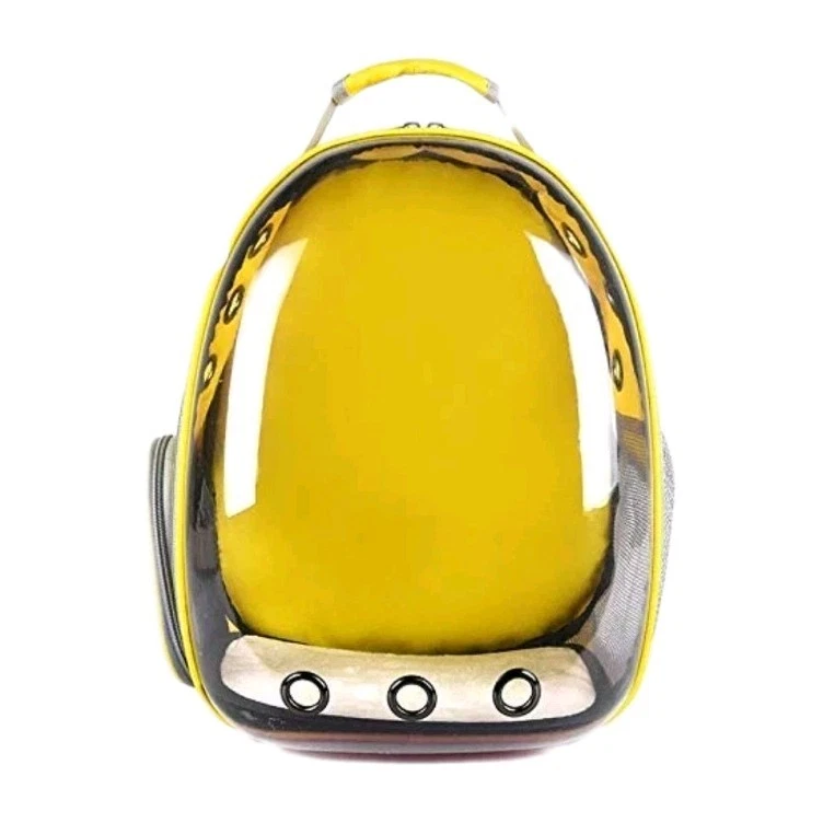 Mochila transportadora amarela para cães e gatos bolha transparente cápsula espacial bolsa de viagem traseira - Imagem 2 de 4