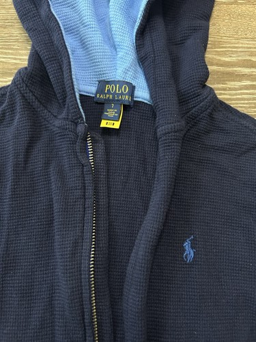 Polo Ralph Lauren Kids Navy Blue Zip-Up Jacket with Packable Hoodie Size 7 - Picture 2 of 6