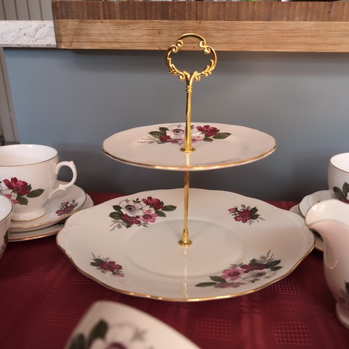 Gainsborough bone china Pink flower Tea set Cups Saucers plates Set & Cake stand - Picture 5 of 14