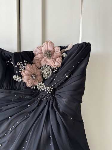 Vintage Y2K Karen Millen Corset top black & embellished flowers size 12 - Picture 4 of 11