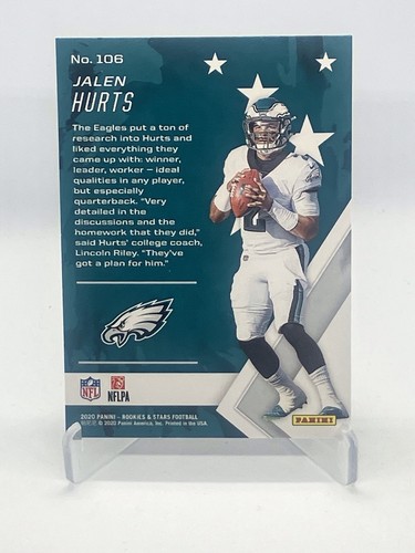 2020 Panini Rookies & Stars - Rookie Jalen Hurts #106 (RC) - Picture 2 of 2
