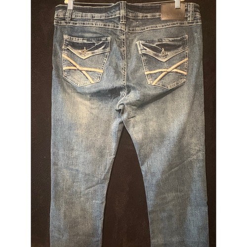 TK Axel Slim Boot Jeans Mens 38x30 Light Wash Denim Distressed Casual Pants - Picture 11 of 15