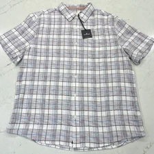 The Normal Brand NEW XXL Freshwater Button Up Short Sleeve Shirt Clear Sky Plaid