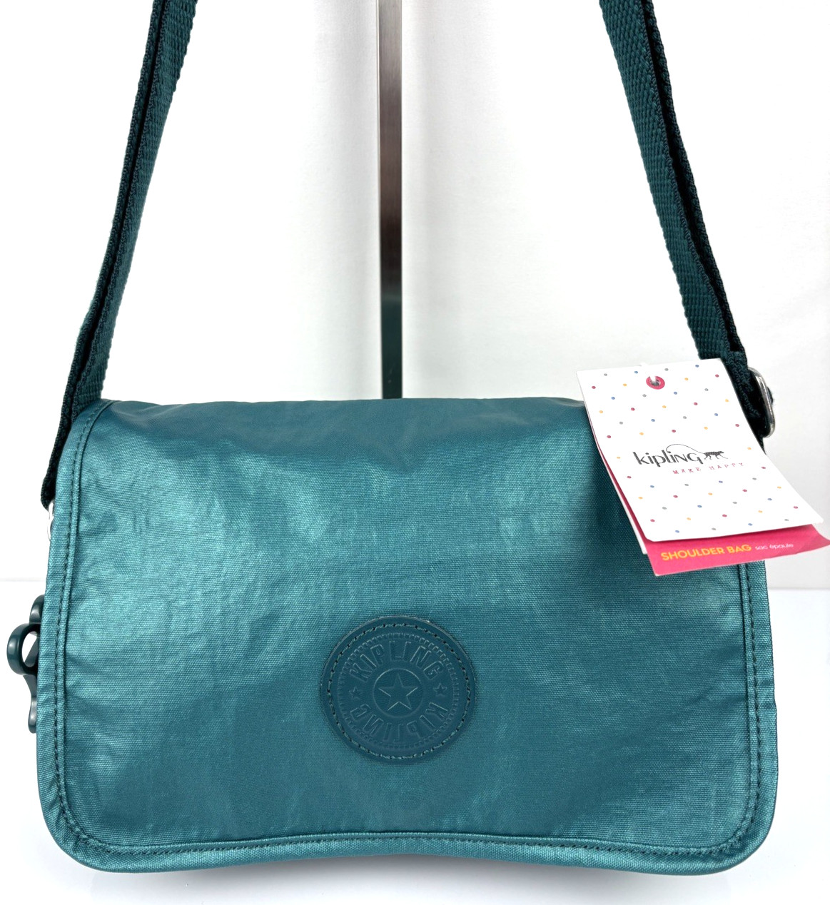 Borsa Kipling 'Delphin' piccola a tracolla/tracolla - smeraldo metallizzato - nuova con etichetta