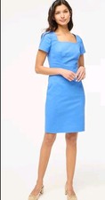 NWT!  J. Crew Tailored Square Neck Sheath Dress Seacost Blue Size 10 Retail $128