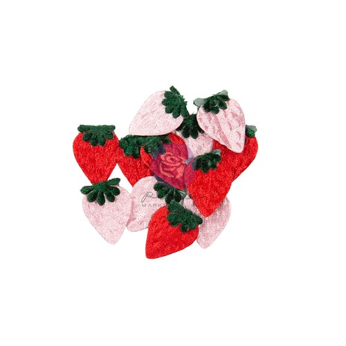 Prima Frank Garcia - Velvet Strawberries Appliques - 12 Pieces - Pink & Red - Picture 2 of 3