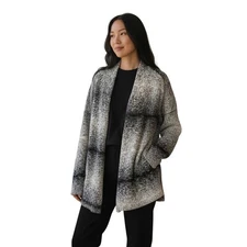 Bench  City Clothing Women XL Open Front Cardigan Sweater Black White Ombre