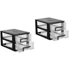  2 Pack Storage Drawer Units Organizer Drawers Plastic Cabinet with