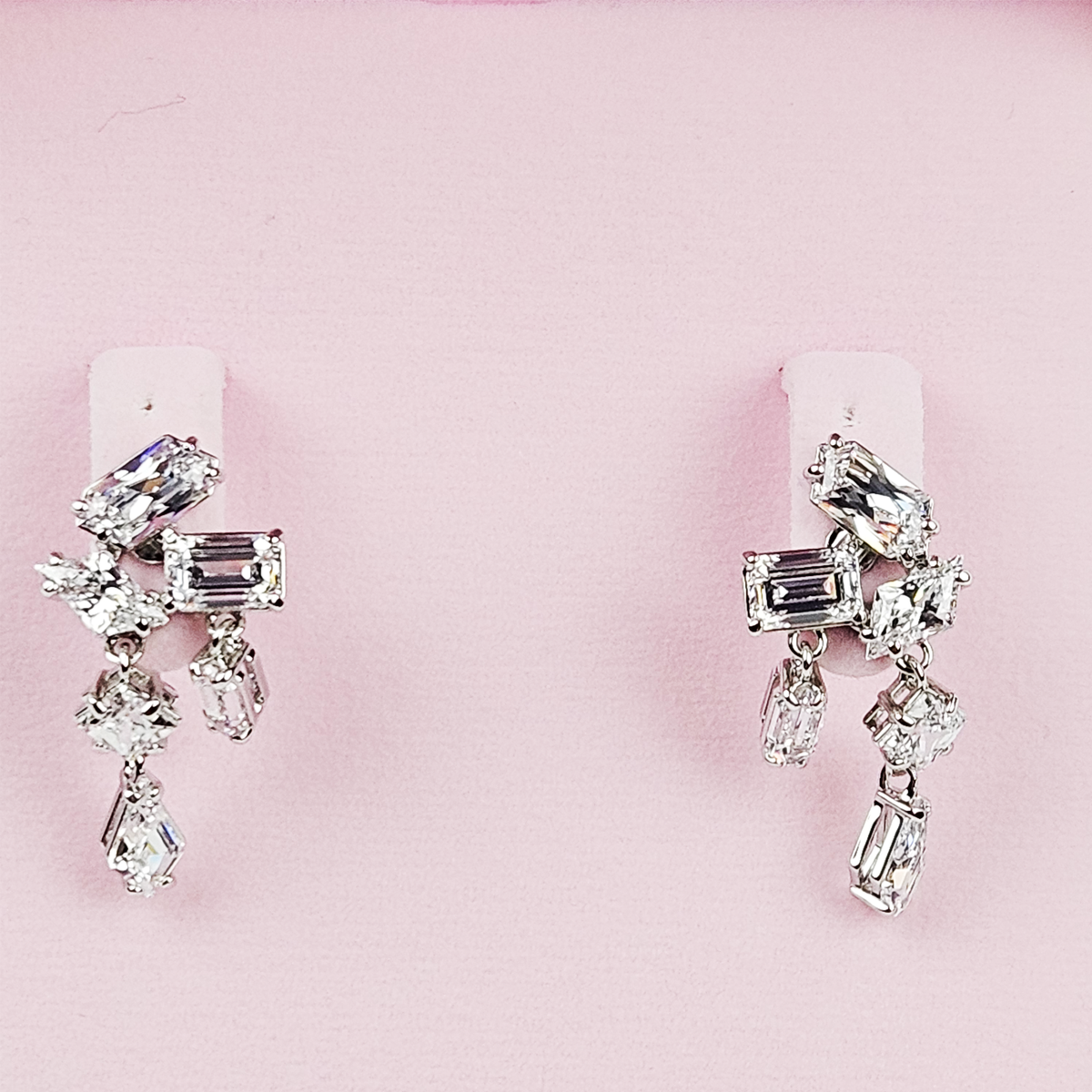 Swarovski Mesmera Drop Earrings - Mixed Cuts, White, Rhodium