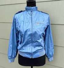 vtg Windcrest NWT 80s Ice Blue Zip Up Nylon Windbreaker Bomber Jacket KIDS 14 
