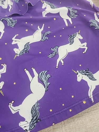 Hanna Andersson Purple Unicorn Tankini Skirted Bottoms 2Pc Swimsuit Sz 150/12 - Picture 5 of 5