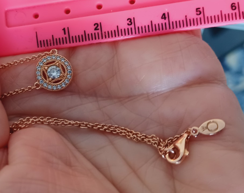 Genuine Pandora Round Star Crystal Halo Necklace 925 Silver Rose Gold Plated - Picture 7 of 8