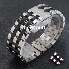 16mm-26mm Straight+Curved End Metal Bracelet Stainless Steel Watch Band Strap