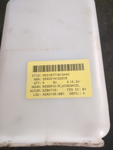 Military Truck Windshield Wiper Washer Reservoir M35 m939 m923 etc. NOS - Picture 3 of 4