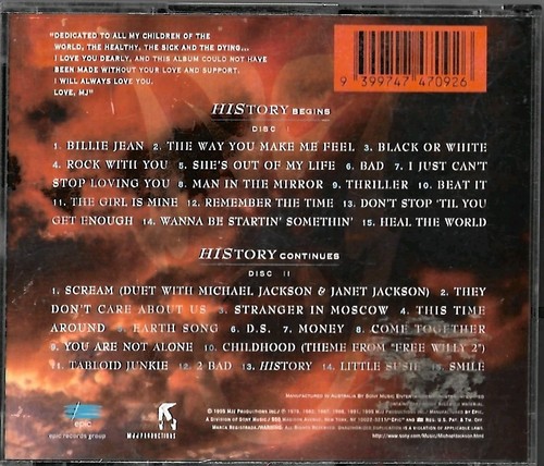 MICHAEL JACKSON "History (Greatest Hits)" AUSSIE GOLD DISCS FATBOX 2CD SET - Picture 2 of 2