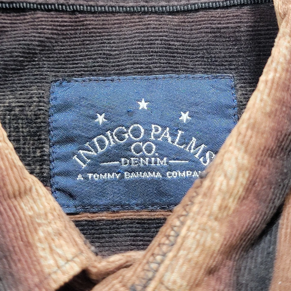 Indigo Palms Denim Tommy Bahama Corduroy Brown Aztec Paisley Abstract Mens S L/S - Image 3 of 4