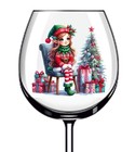 12x Colourful Christmas Elf Girl Wine Glass Bottle Tumbler Vinyl Sticker Decal