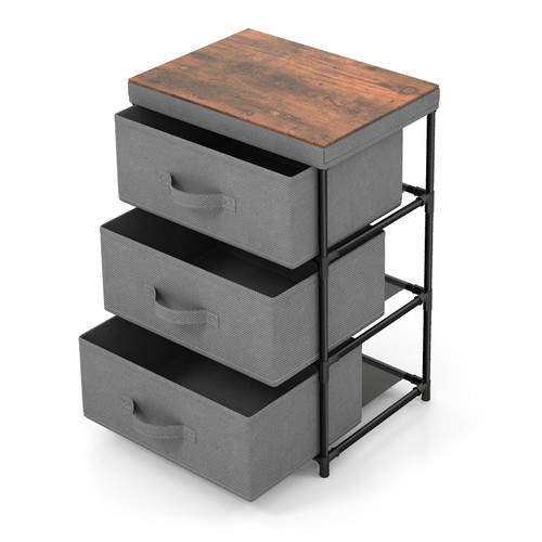 3 Schubladen Kommode Stoff Aufbewahrung Turm Organizer Einheit Hoch Nachttisch Beistelltisch - Bild 10 von 10