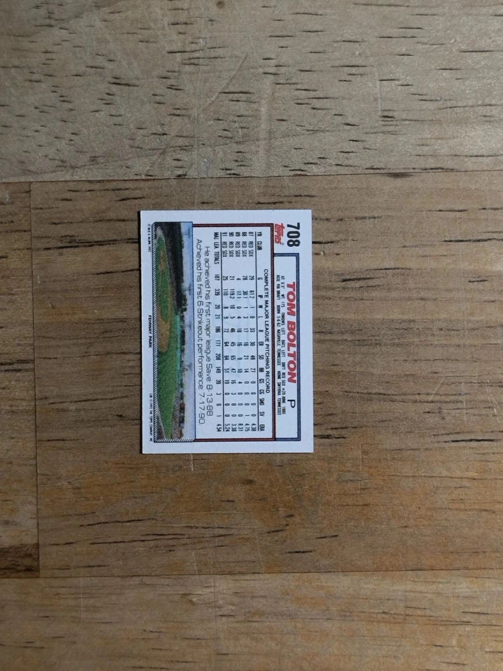 1992 Topps Micro #708 Tom Bolton - Image 2 of 2