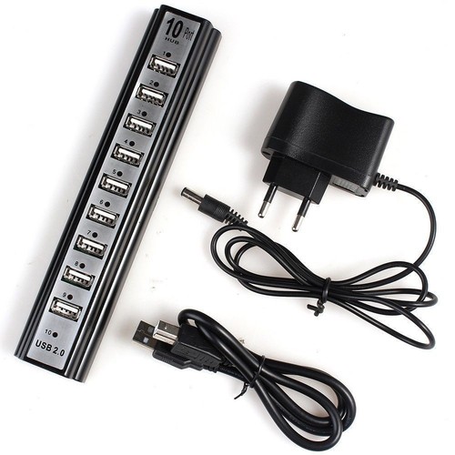 Regleta Hub 10 Puertos USB 2.0-A Colocar O Para Fijar A Pared - Con Alimentación - Imagen 2 de 3