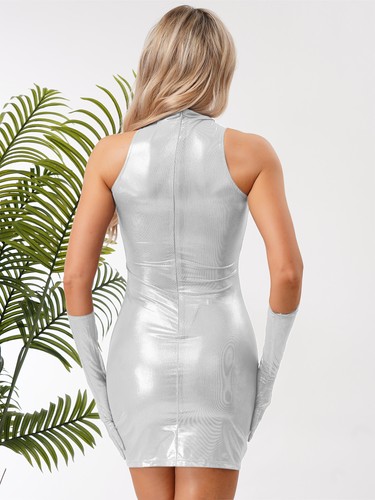 Womens Clubwear Halloween Bodycon Dress Sexy Outfit Gift Lingerie Glossy Bikini - Picture 87 of 114