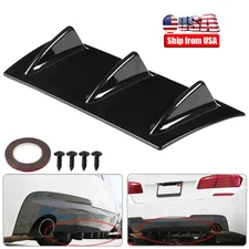 12" Universal Car Lower Rear Body Bumper Lip Diffuser 3 Fins Wings Shark Style