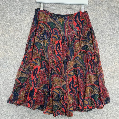 Lauren Ralph Lauren Paisley Tiered Peasant Skirt Womens 8 Lined Midi Boho Artist - Picture 8 of 12