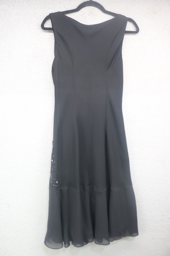 Vintage S.L.Fashions Black Sleeveless Cowl Neck Dress-8-Beaded-Dark Fairy-Goth - Picture 9 of 11
