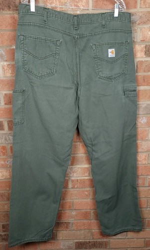 Carhartt Flame Resistant FR Canvas Pants Green CAT 2 Mens 38x32 Loose Fit FRB159 - Picture 2 of 10