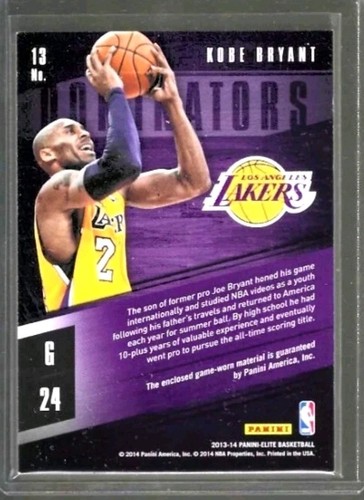 KOBE BRYANT 2013-14 Panini Dominators Game-used Patch L.A. Lakers - Picture 2 of 2