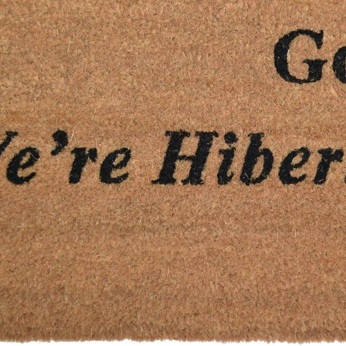 18" X 30" Brown and Black Coir Go Away We Are Hibernating Outdoor Door Mat - Picture 4 of 5